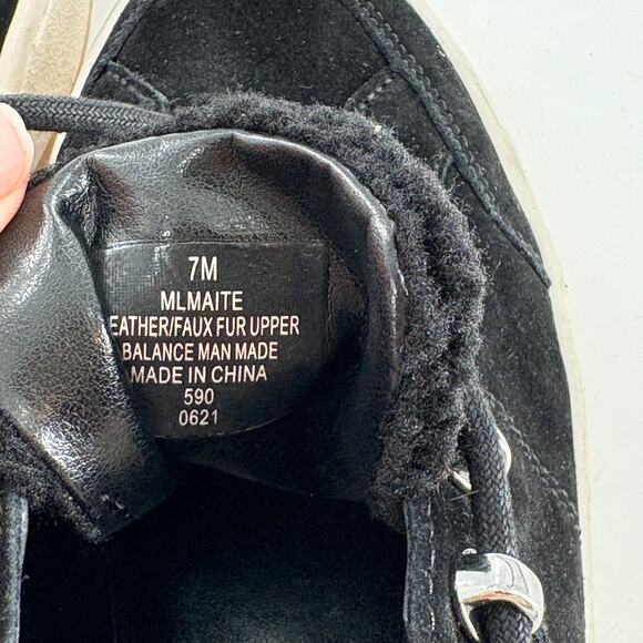 Marc Fisher Maite Platform Sneakers 7 NWOT Black Suede Leather Shearling Comfort - Picture 5 of 9